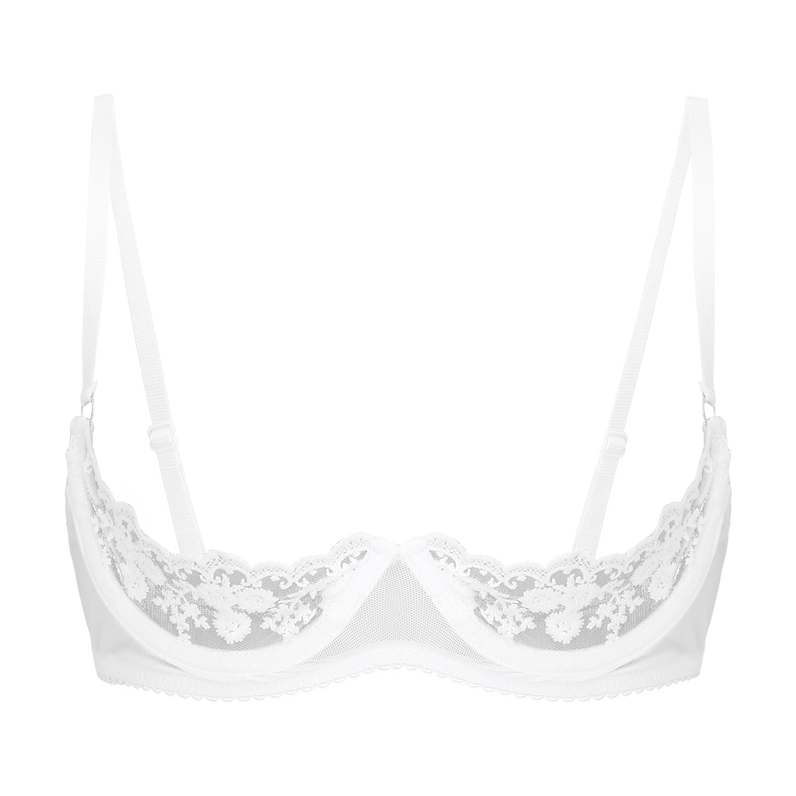 Sheer Mesh Bra - Women Sexy Half Cup Bras Open