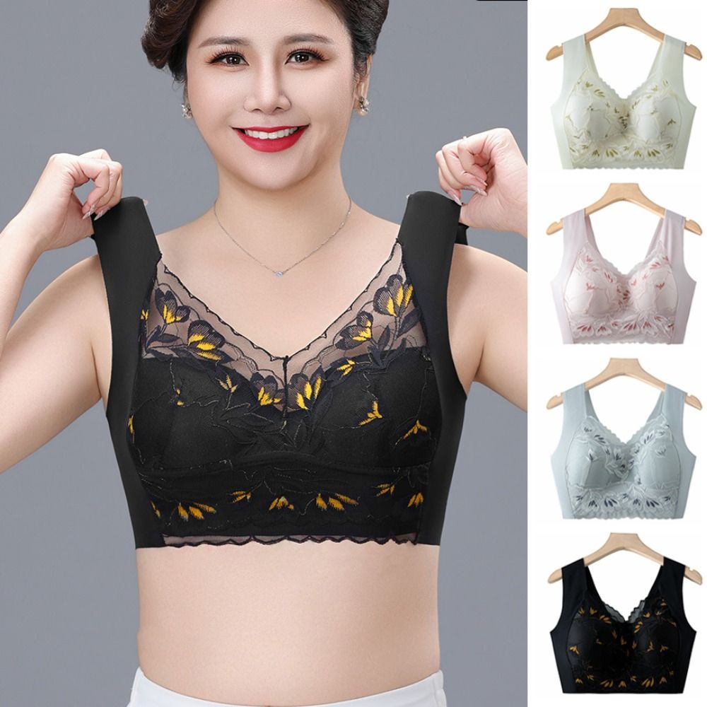 Breathable Plus Size Lace Wire - Plunge Bra Push Up ulasan dan harga