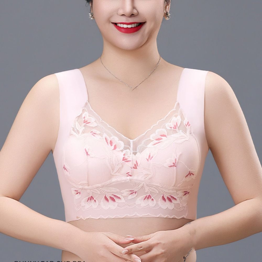 Breathable Plus Size Lace Wire - Plunge Bra Push Up ulasan dan harga